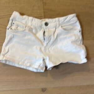 Zara White Casual Shorts with Frayed Hem